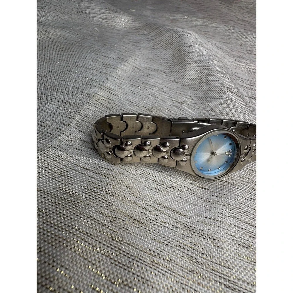Disney Watch Women 25mm Mickey Mouse Silver Tone Blue Dial